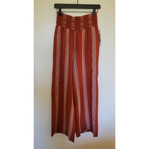 Smocked Wide-Leg Pant